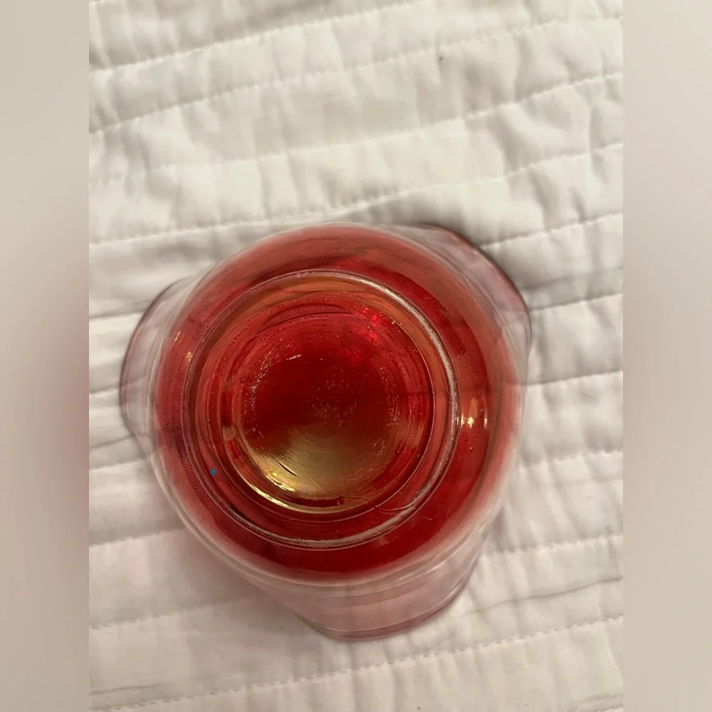 Vintage Indiana Glass Anchor Hocking Cranberry Pink Glass Chip and Dip Bowl